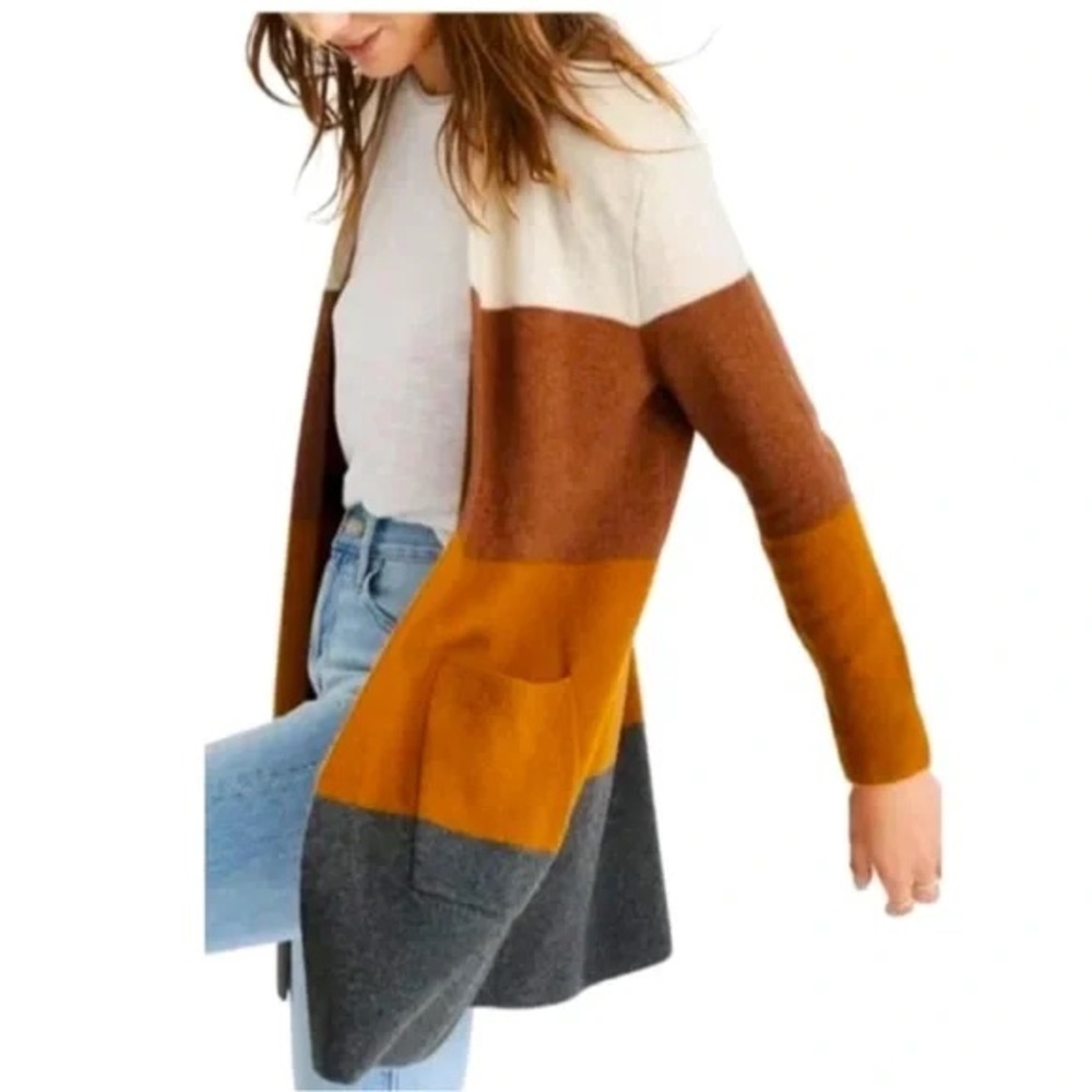 Madewell Kent color block Open Front Cardigan